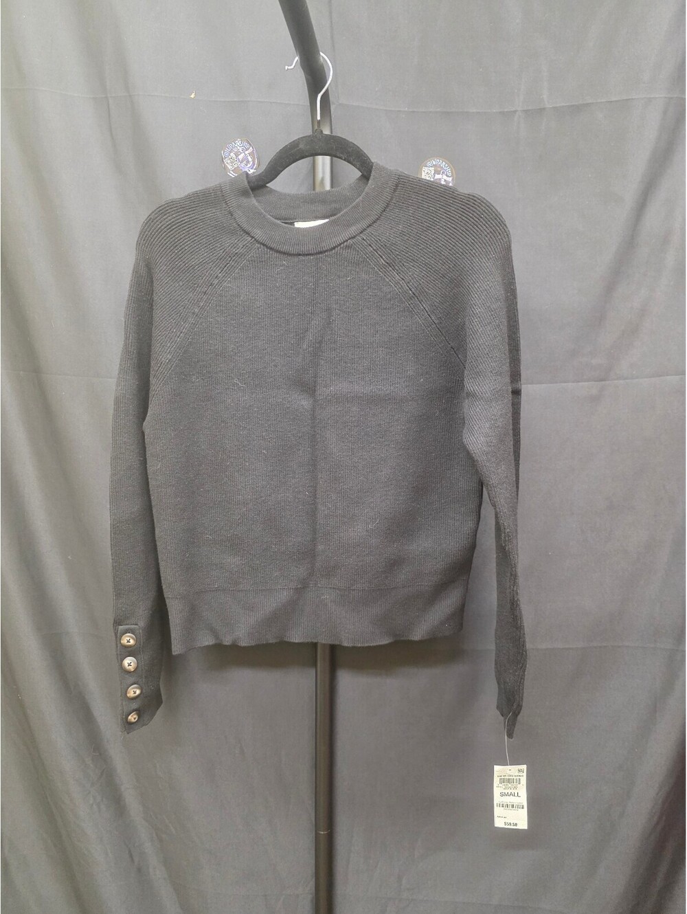ON 34TH RAGLAN‑SLEEVE CREWNECK DEEP BLACK SIZE S